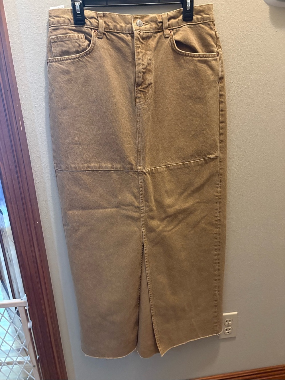 Reformation Camel/Tan Denim Midi Skirt
